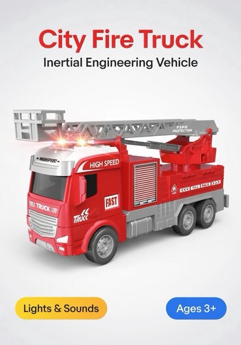 Friction powered fire truck - fire,